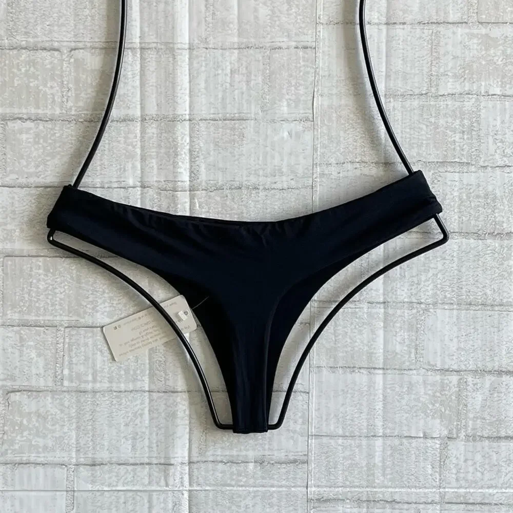 NWT L*Space Rio Seamless Itsy Cheeky Coverage Bikini Bottom Black Bestseller $70